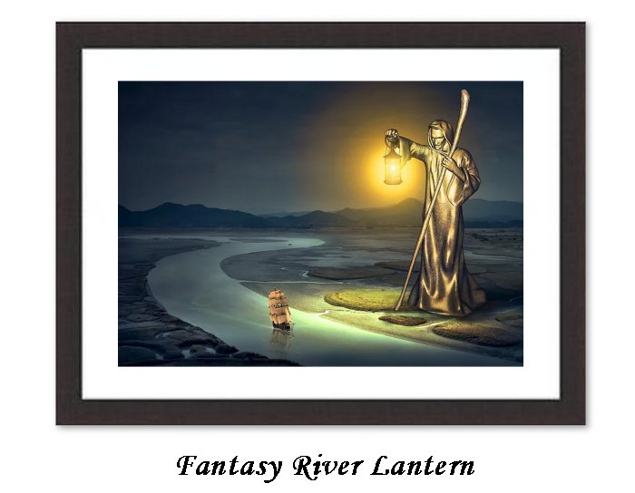 Fantasy River Lanterm Framed Print